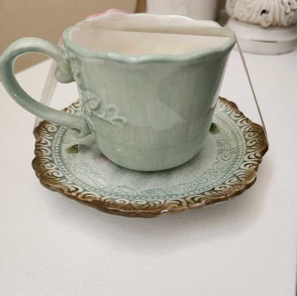 Corner Ruby Botanical Collection Floral 3 Piece Cup&Saucer & Spoon Set ~ New - Picture 8 of 9